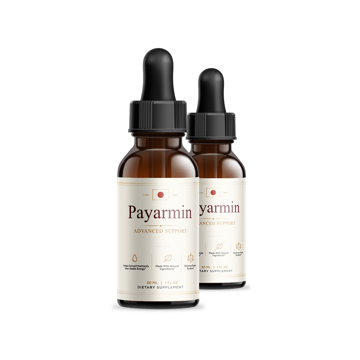 Two bottles of Payarmin Advanced Support liquid dietary supplement drops